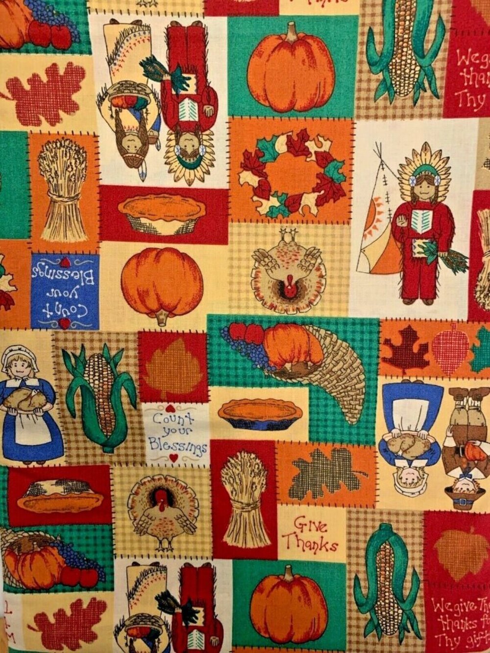 Vintage Fabric Traditions© Thanksgiving Day Cotton Fabric 1995 - 5 Yards Uncut - Picture 4 of 4